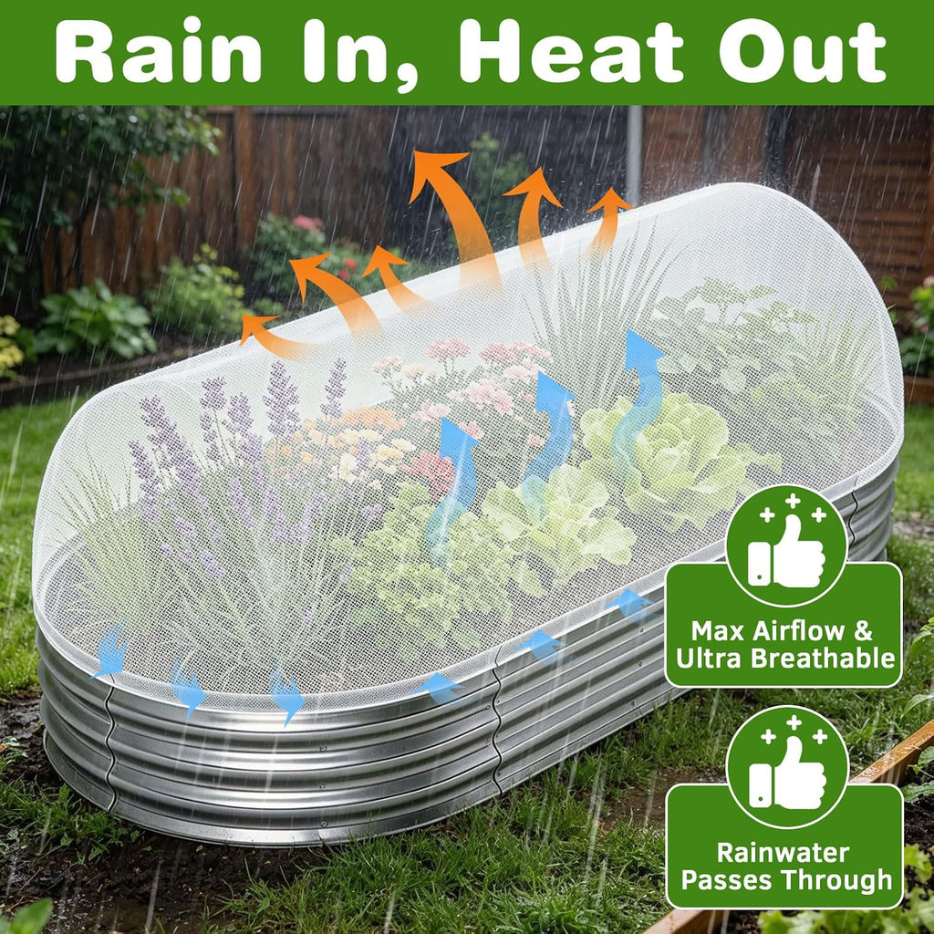 2 Pack Taller Garden Netting for 8x4 Raised Beds with 10 pcs Secured Clips | Ultra-Fine Mesh Plant Covers with
