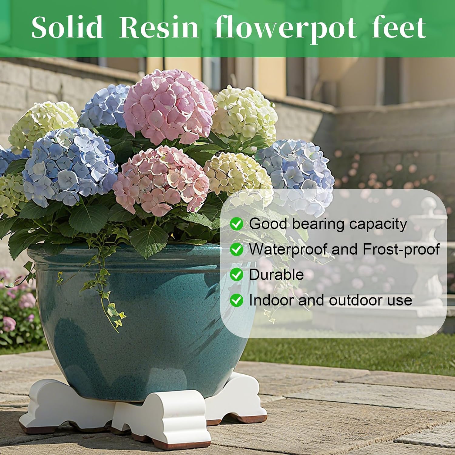 Kigeli 3 Pcs Large Resin Pot Feet 4.92 Inch Long 2.4 Inch Tall for Outdoor Planters Flower Handmade Elevator Plant Feet