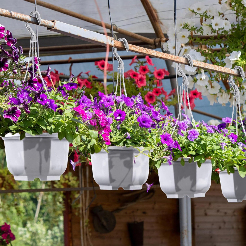 Roshtia 50 Pcs 6.7 Inch Plastic Hanging Plant Pots with Hooks Flower Pots Baskets Outdoor Hanging Nursery Planter