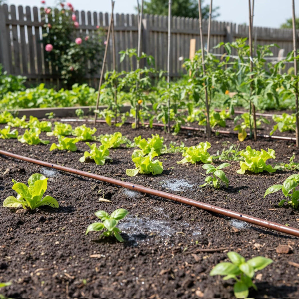 100FT 1/4" Irrigation Dripline Tubing with 6" Emitter Spacing for Gardens | Pre-Installed Emitters at Close Intervals