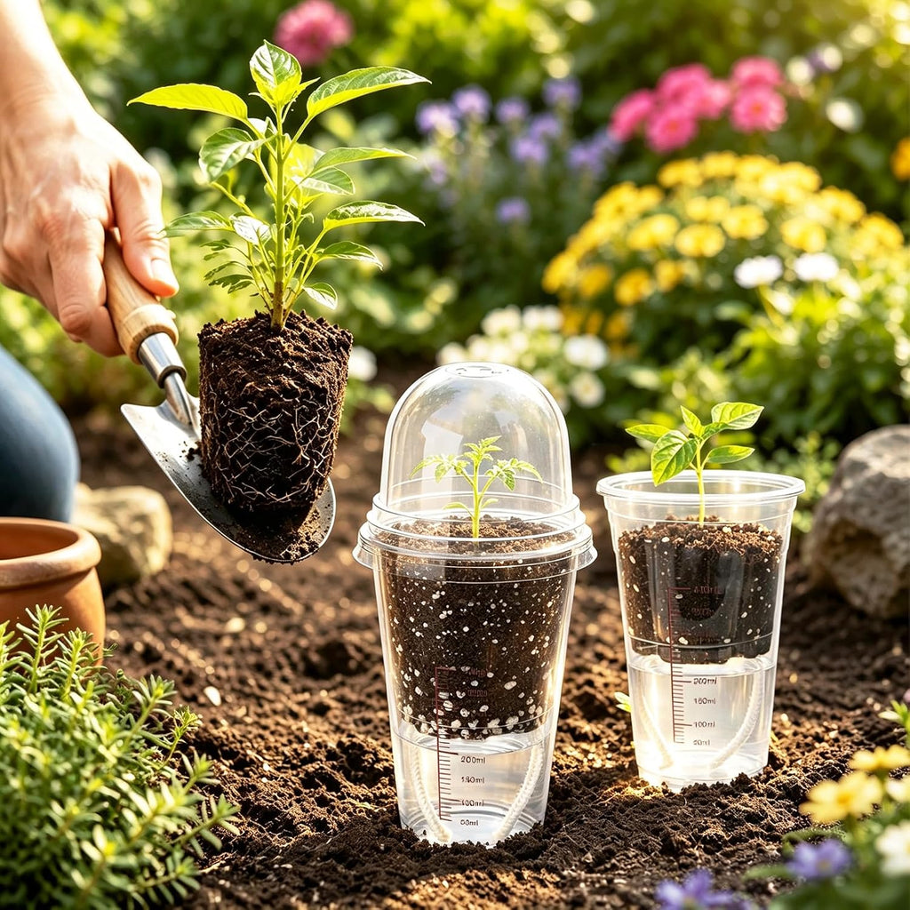 30 Pack 4" Self Watering Propagation Pots, Seed Starter Cups with Dome | Large Dual-Layer Clear Pots, Vent Dome