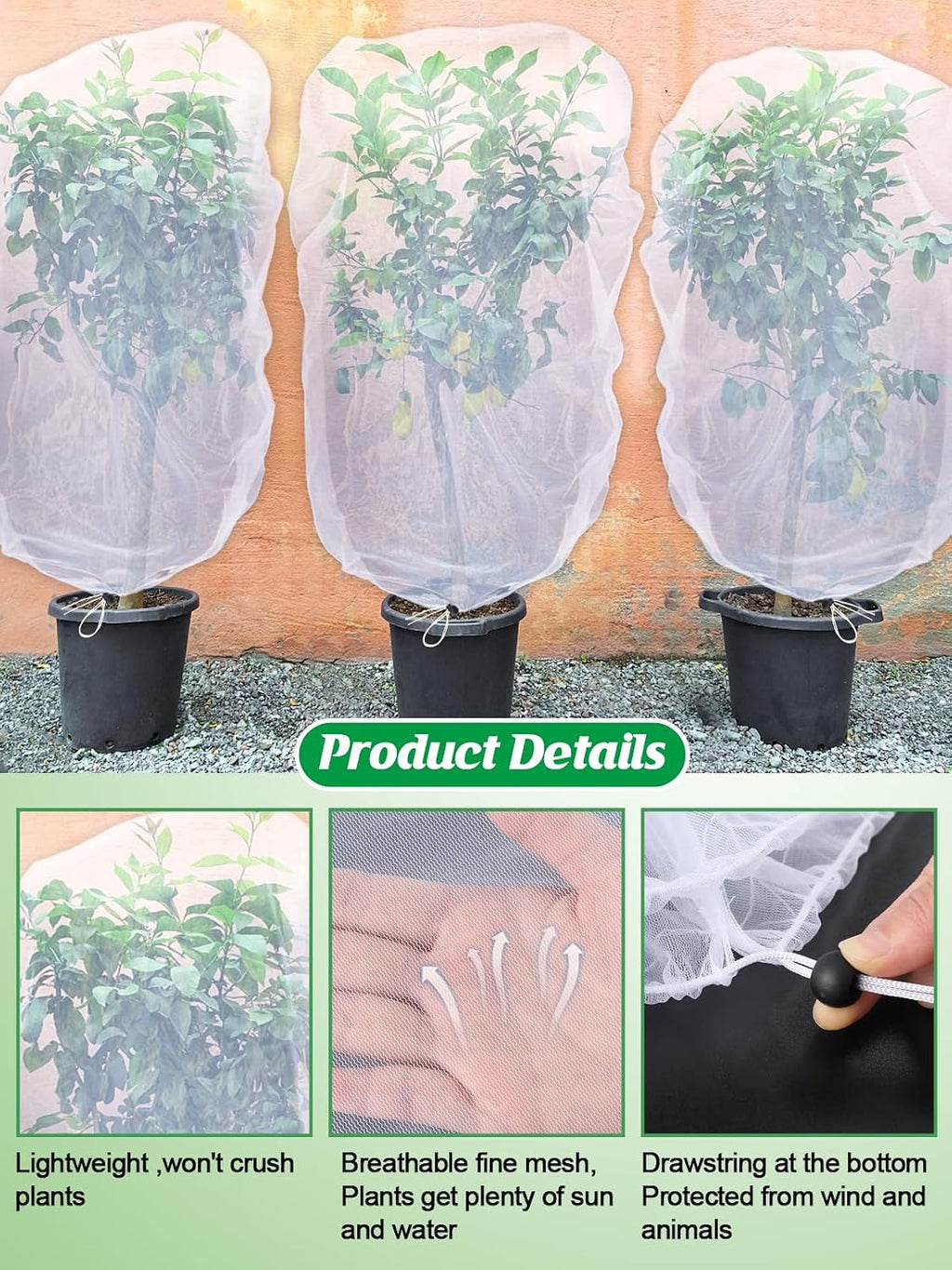 Cosweet 9 Pack Sun Resistant Garden Bird Netting for Plants, 3 Sizes | Blueberry Tomato Protecting Netting with