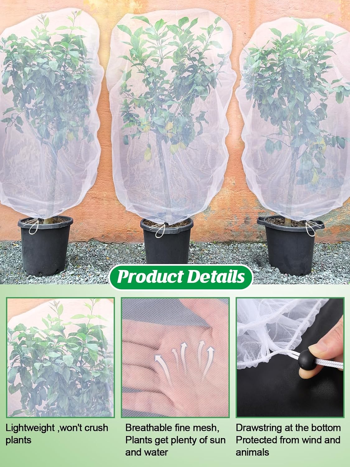 Cosweet 9 Pack Sun Resistant Garden Bird Netting for Plants, 3 Sizes | Blueberry Tomato Protecting Netting with
