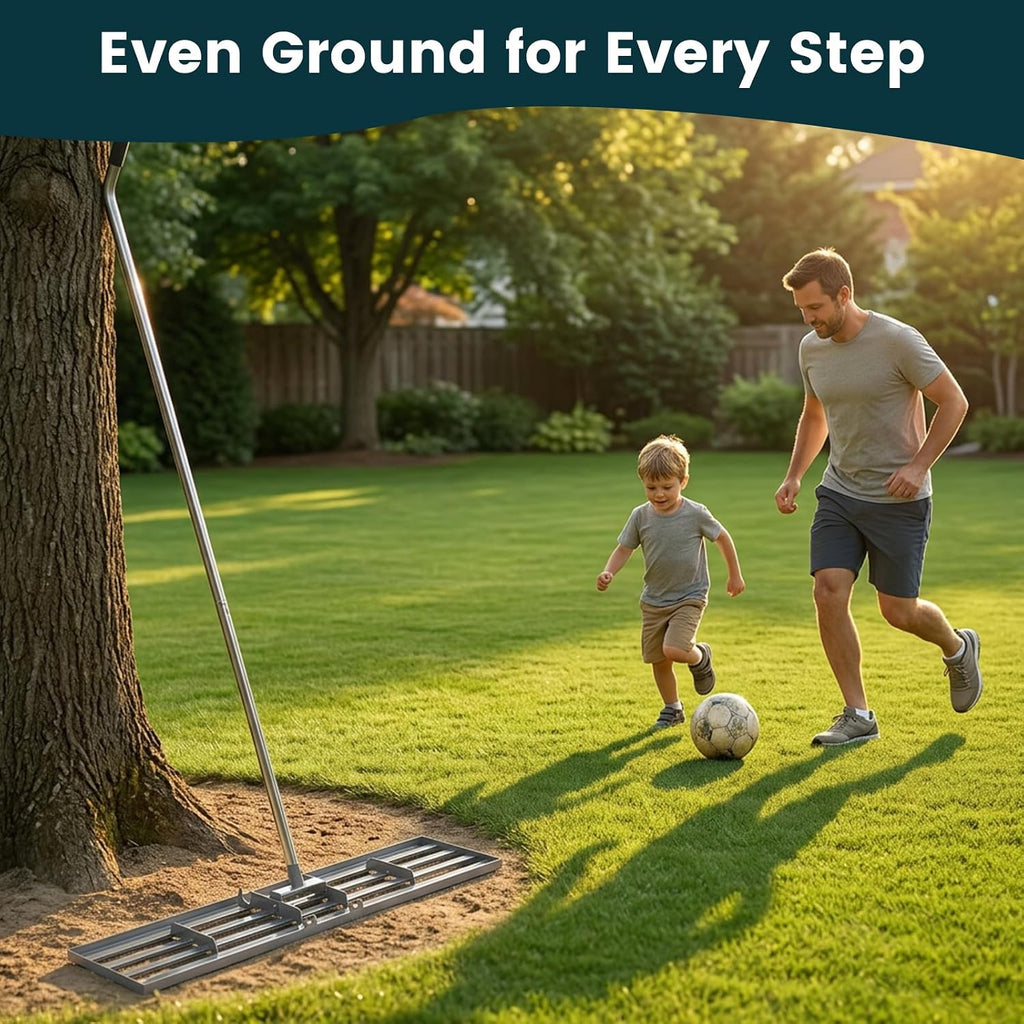 Lawn Leveling Rake 30x10 inch, (Professional-Grade) Lawn Leveler Tool with Stainless Steel Handle Rakes for Lawns Heavy