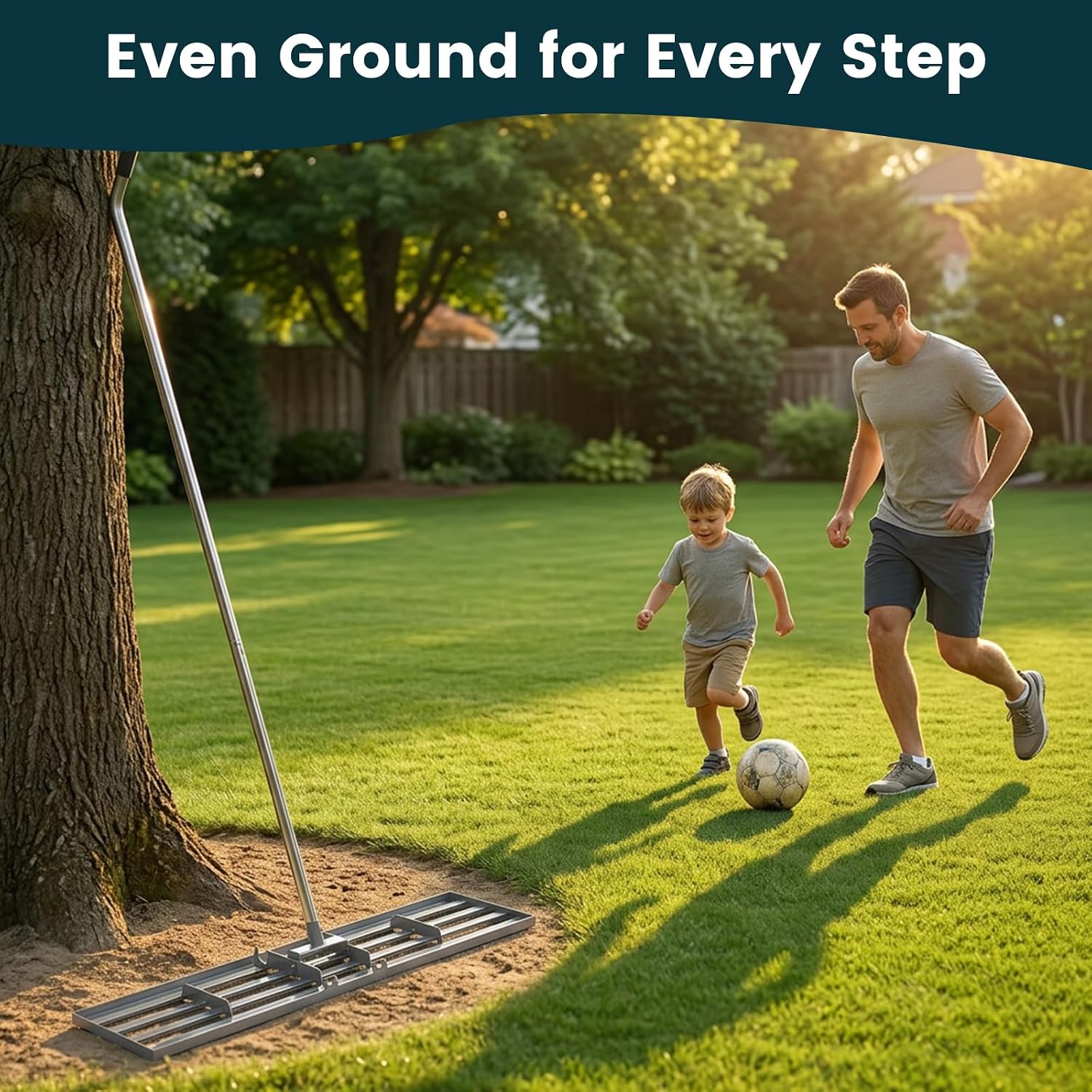 Lawn Leveling Rake 30x10 inch, (Professional-Grade) Lawn Leveler Tool with Stainless Steel Handle Rakes for Lawns Heavy