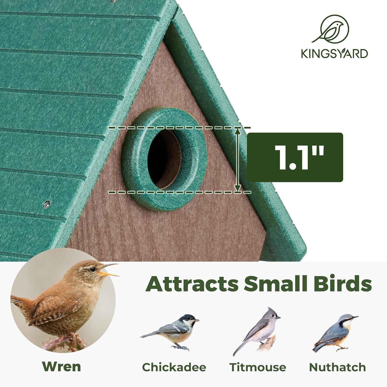 Kingsyard Recycled Plastic Bird House for Outdoors - Hanging Nesting Box with Predator Guard & Air Vents for Wren Finch