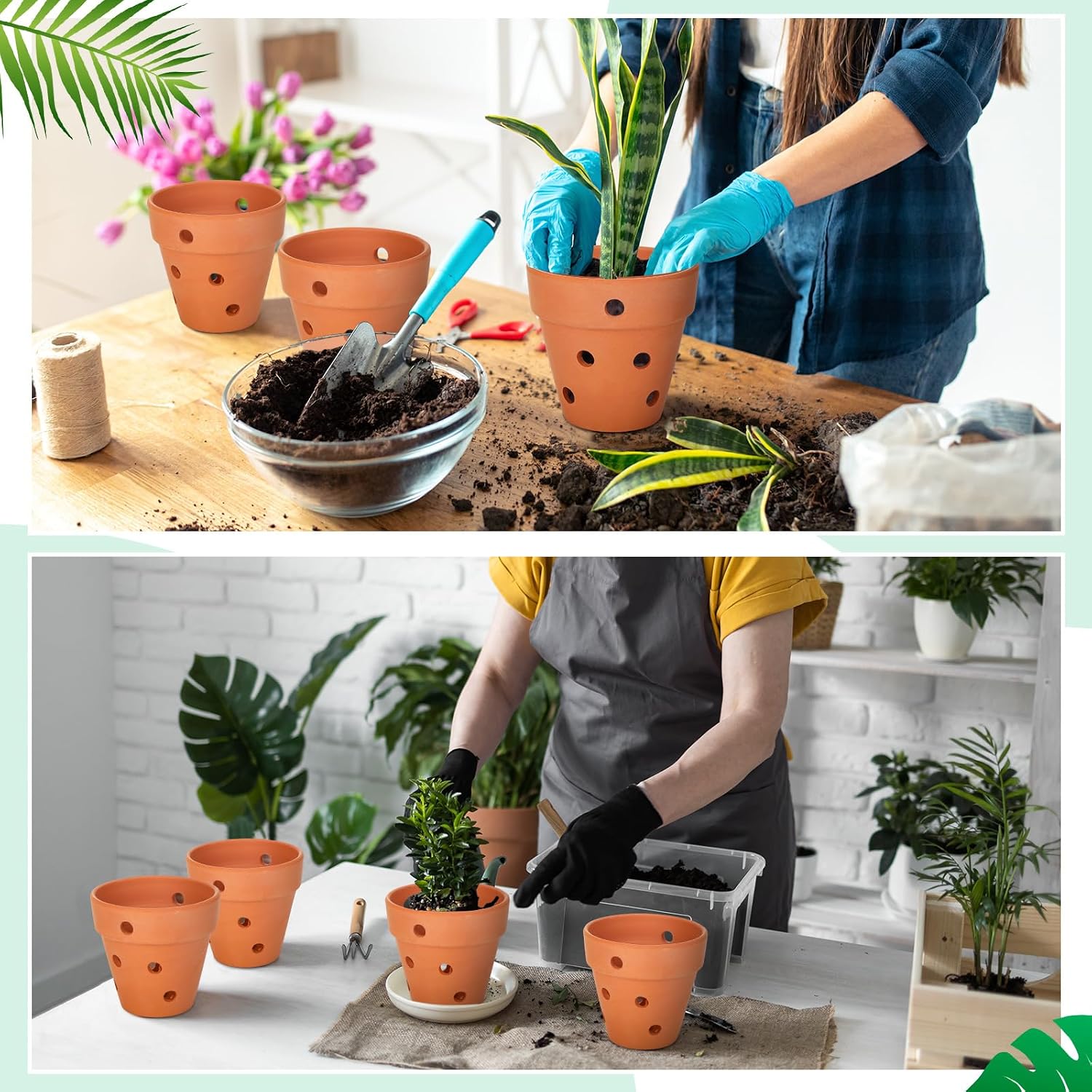 FoldTier 12 Pcs 4 Inch Terracotta Orchid Pot with Drainage Holes Small Clay Plant Flower Terracotta Pots Orchid Planter