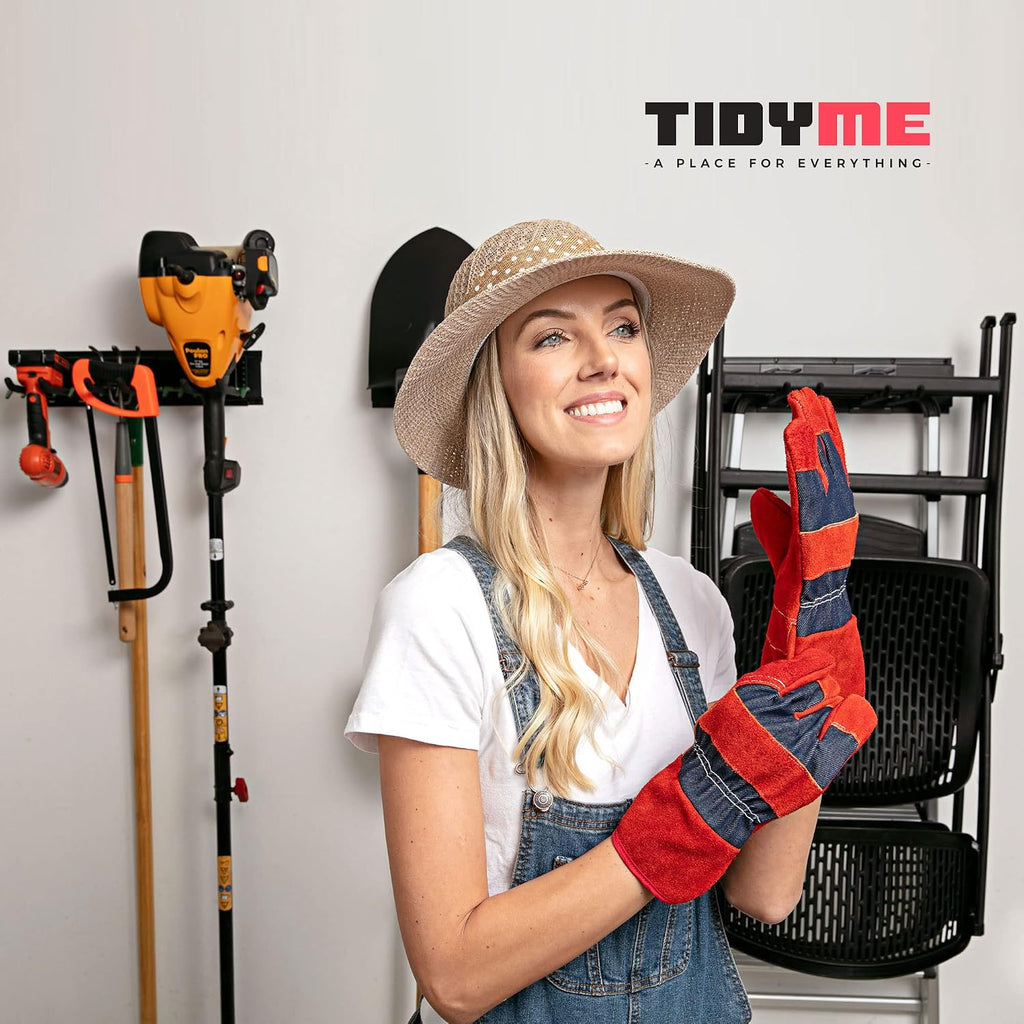 Garage Tool Organizer Wall Mount, 64", 4 Racks 8 Hooks, 400 lbs | 400 lbs, anti-rust carbon steel, garden tool