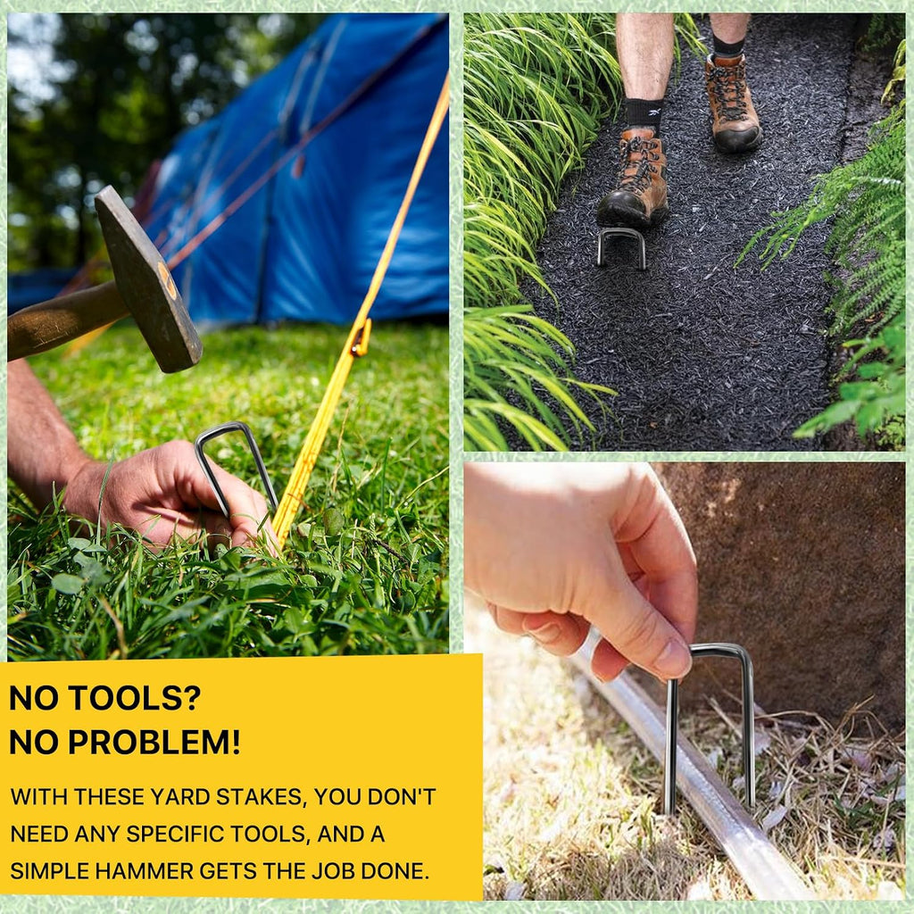 Landscape Staples, 200 Pack 6 Inch Heavy-Duty Garden Stakes | Sharp Ends, Secure Landscape Fabric, Turf and Fencing