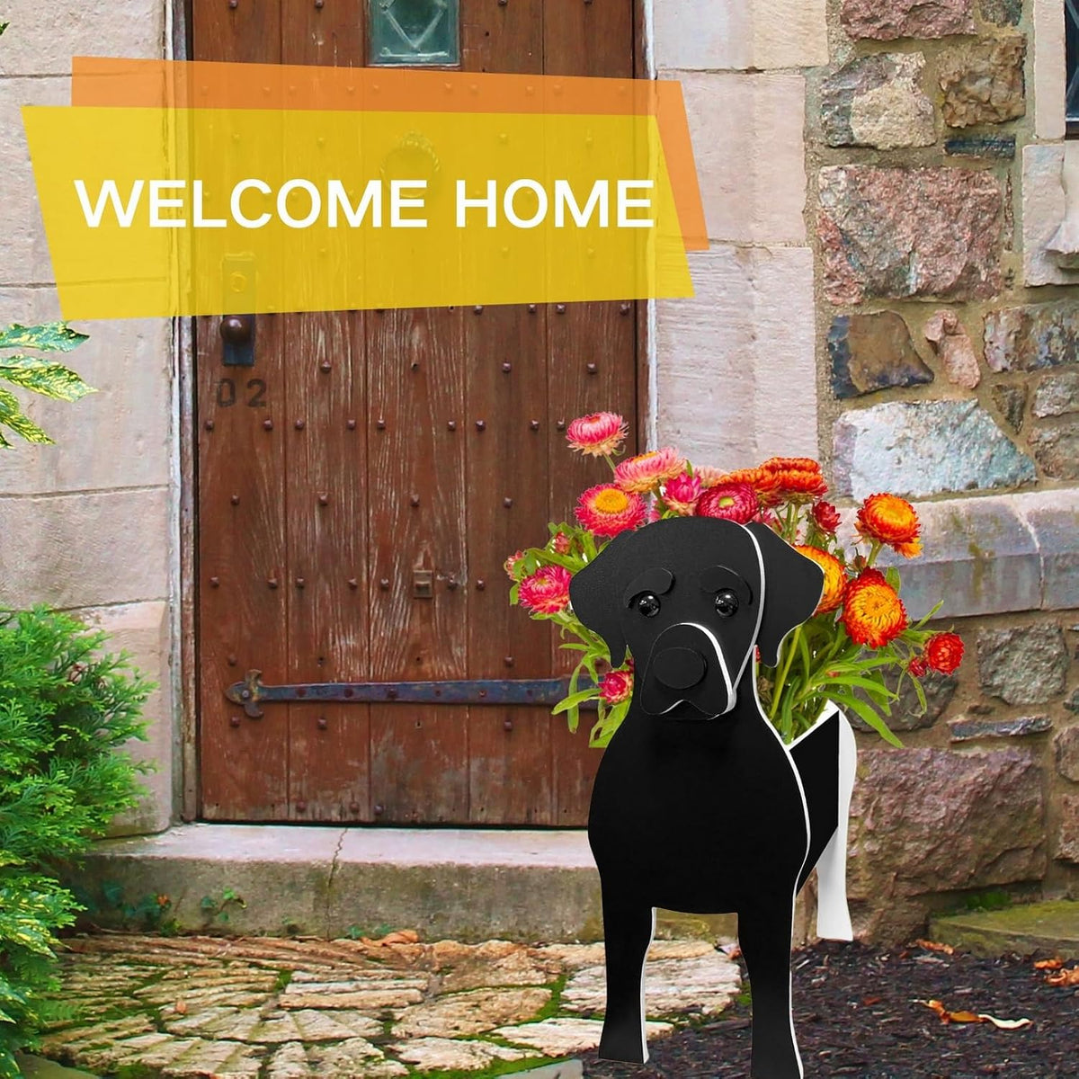 Black Labrador Dog Planter Pots, Animal Shaped Flower Pot | Cute Plant Gift for Women and Pet Lovers, Indoor Outdoor