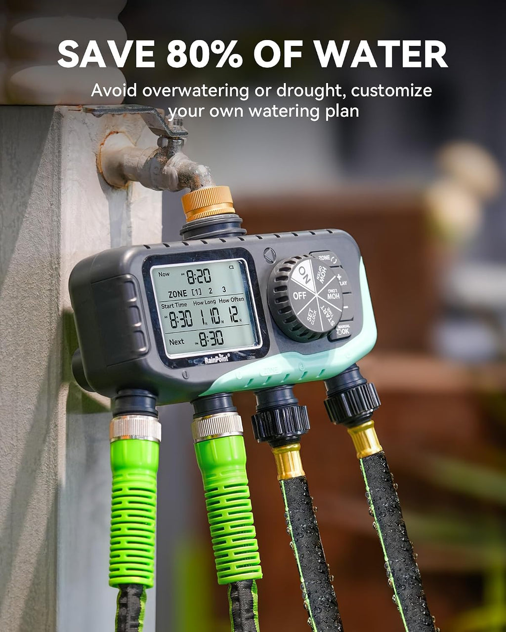 RAINPOINT 1/2'' Soaker Hose 50ft for Garden, Drip Irrigation Hose, Water Seeper Soaker Hoses for Foundation Watering