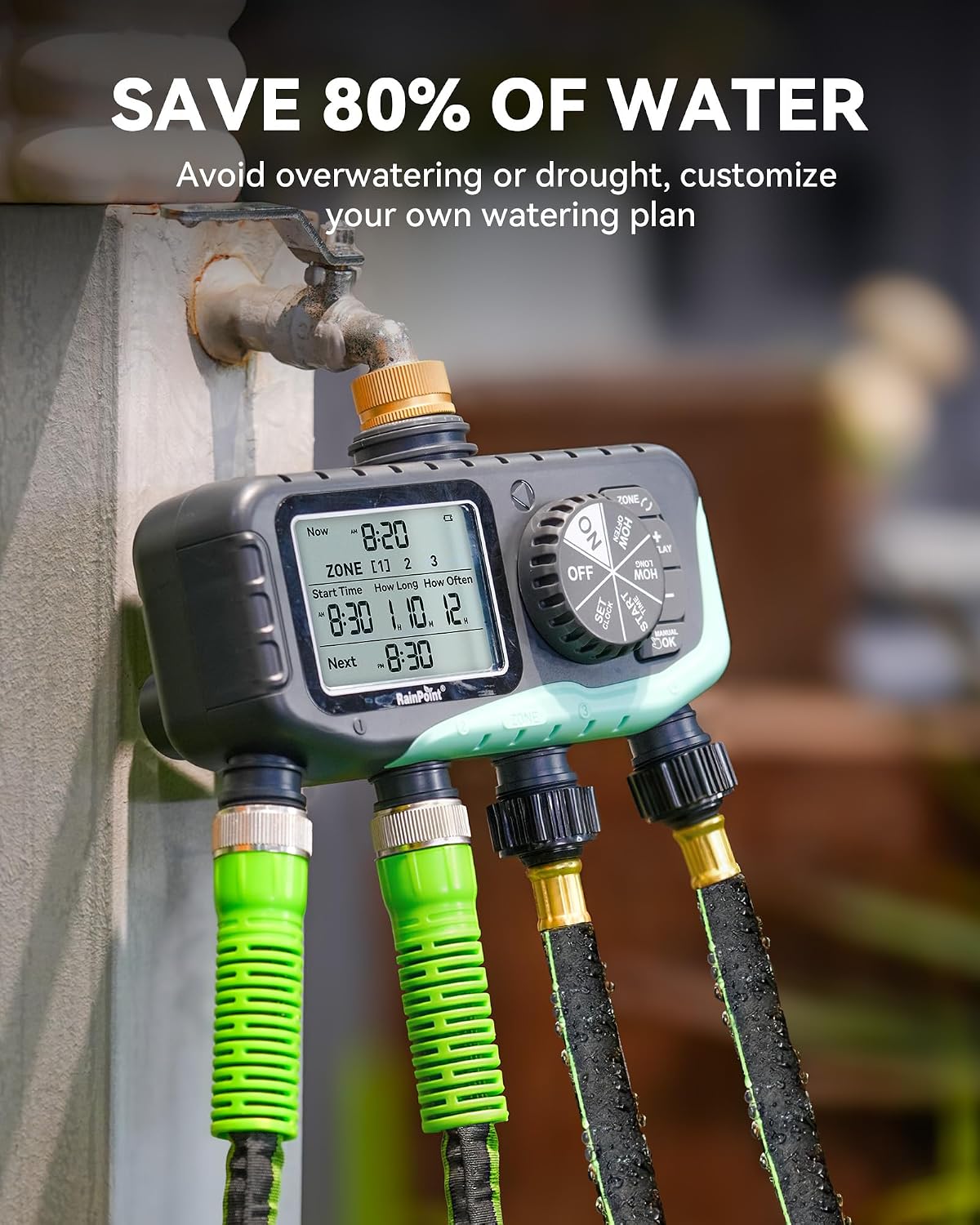 RAINPOINT 1/2'' Soaker Hose 50ft for Garden, Drip Irrigation Hose, Water Seeper Soaker Hoses for Foundation Watering