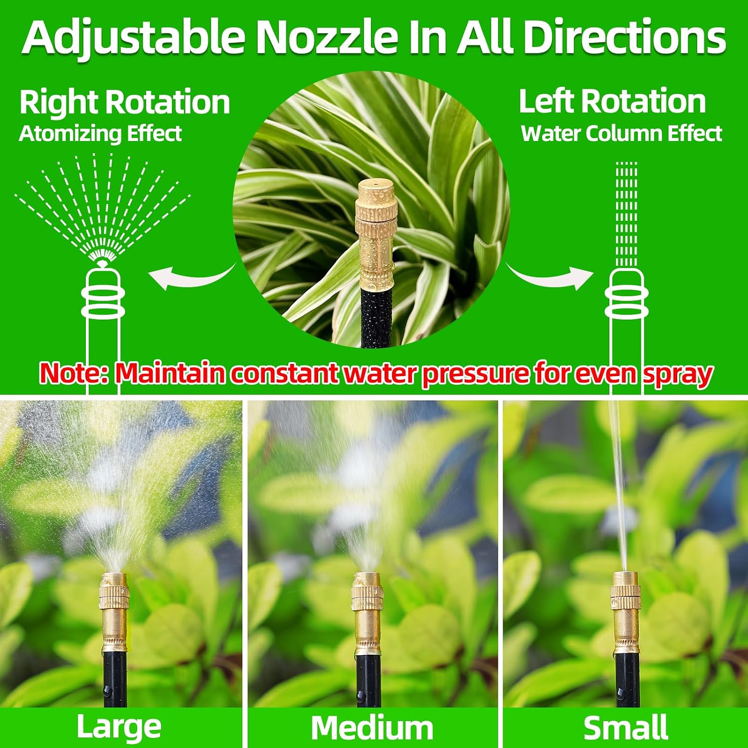 200FT Drip Irrigation Kit, 40 360° Copper Nozzles, Garden Watering System | Large Coverage, Drip Irrigation Parts