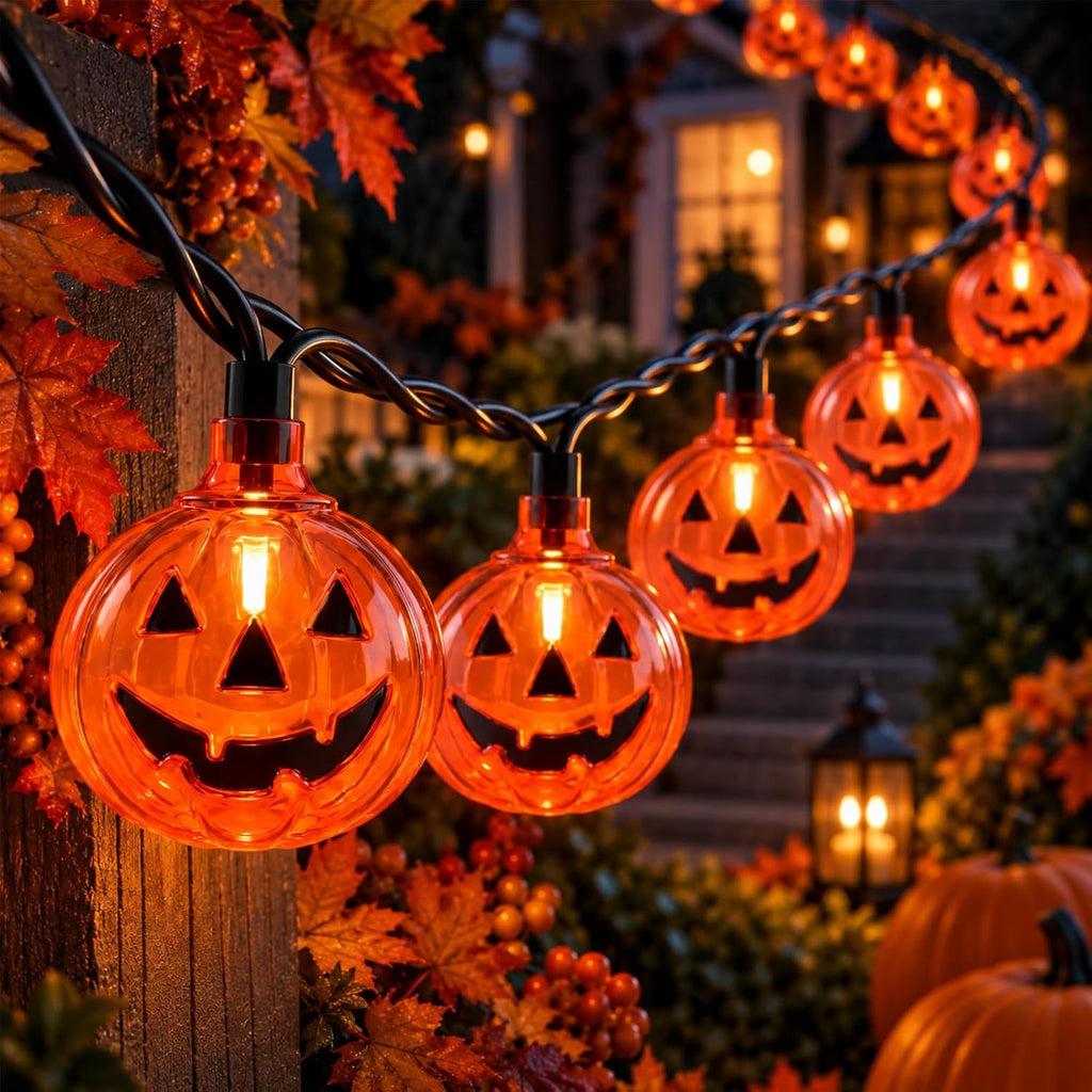 Riakrum 6 Pack Halloween Pumpkin LED Lights, Orang, Purple Light