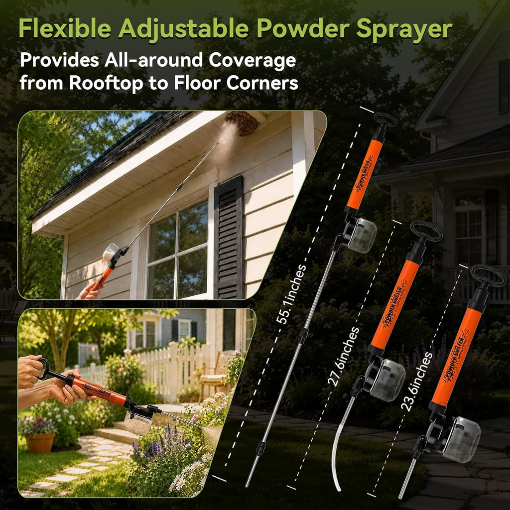 Diatomaceous Earth Powder Duster,4.6 FT Adjustable Powder Pump Sprayer Applicator with 300ml Hopper and Carry Bag for