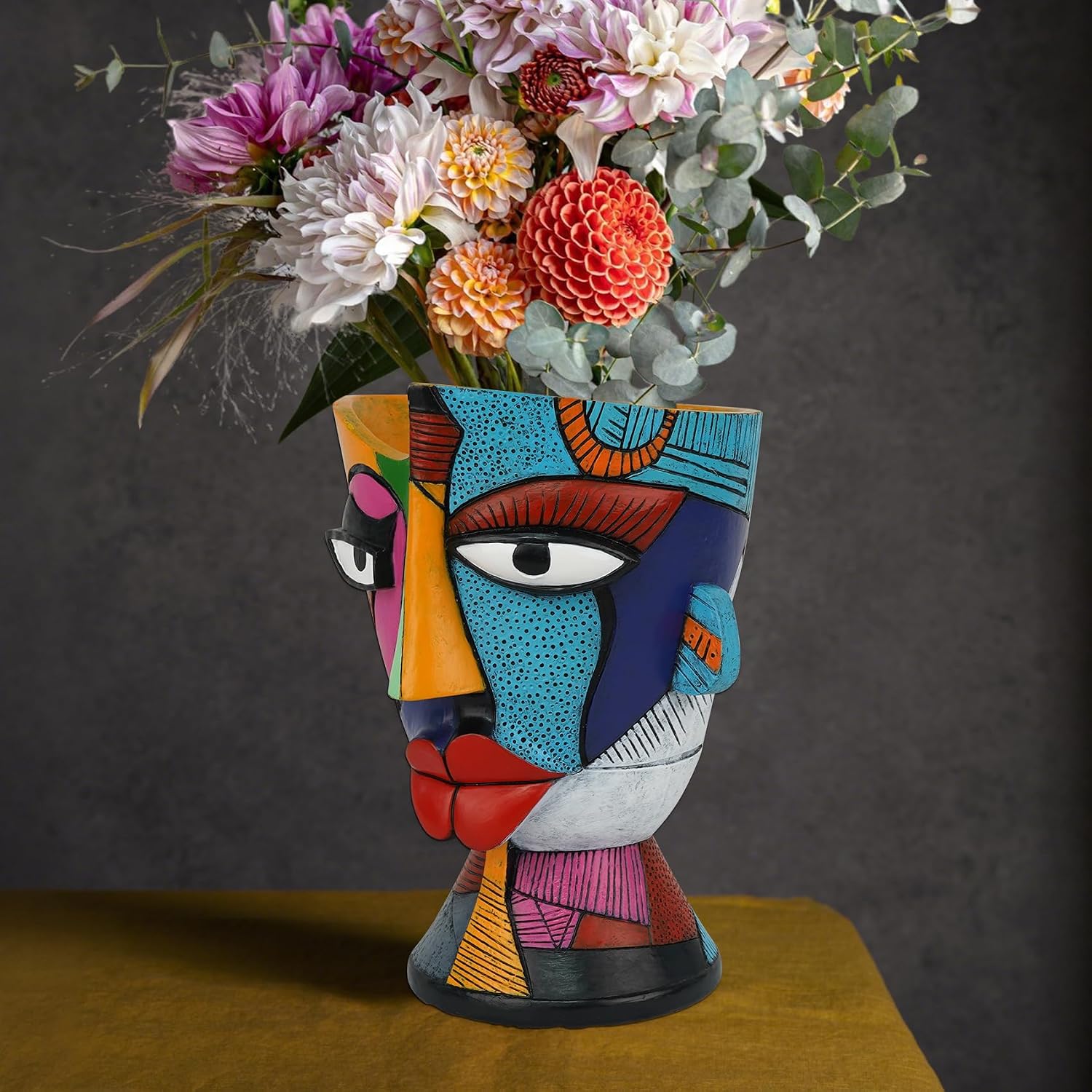 Face Planters for Indoor Plants Unique Abstract Face Planter Pots | 7.8 Inch Fun Pots for Plants Picasso Abstract