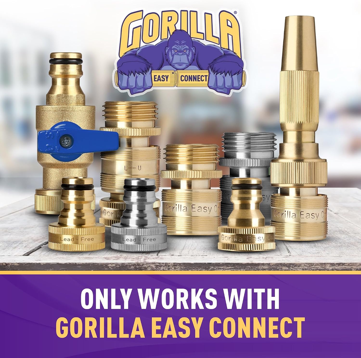 Garden Hose Quick Connect Fittings ¾ Inch GHT Solid Brass Leak Proof to 200 PSI Heavy Duty