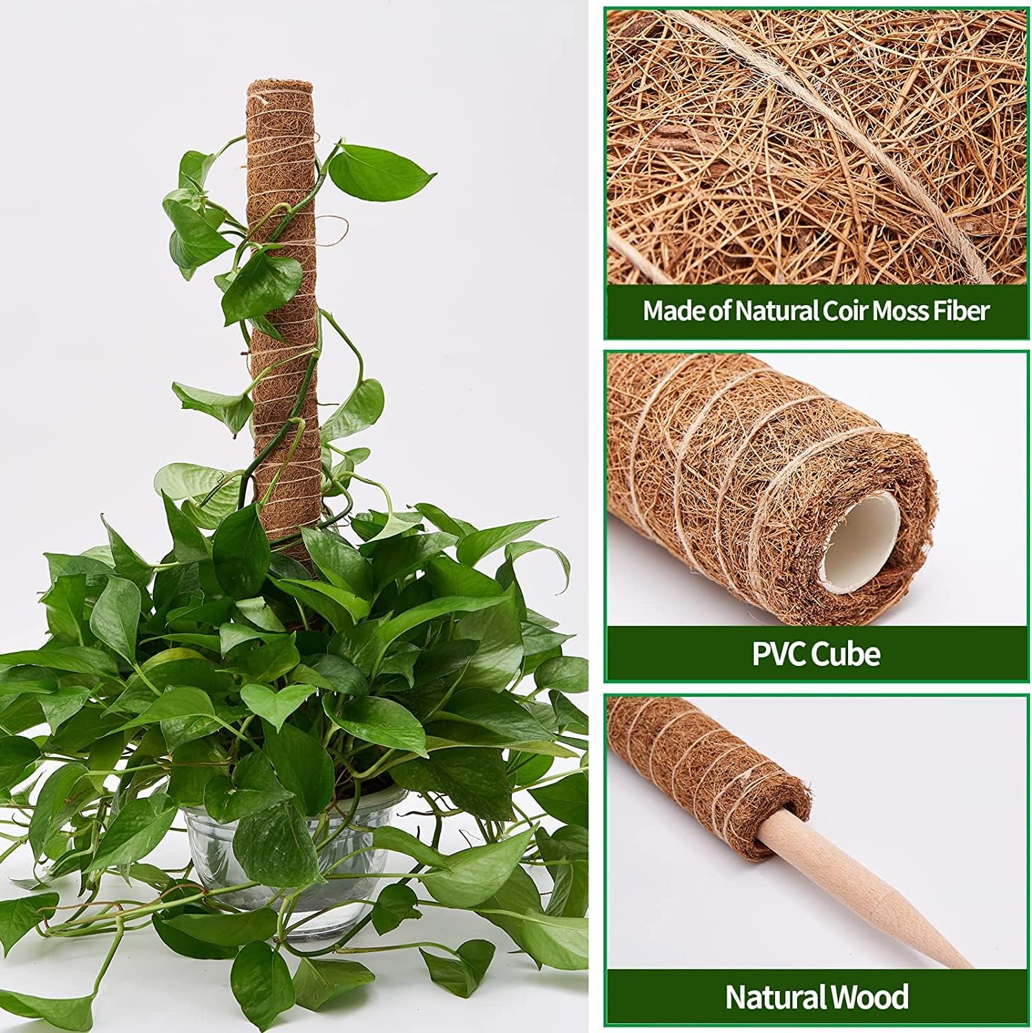 Eibikdi 101in Moss Pole for Plants Monstera 8 Pcs | Plant Support Stakes for Indoor Climbing Plants Grow Upwards, 65ft