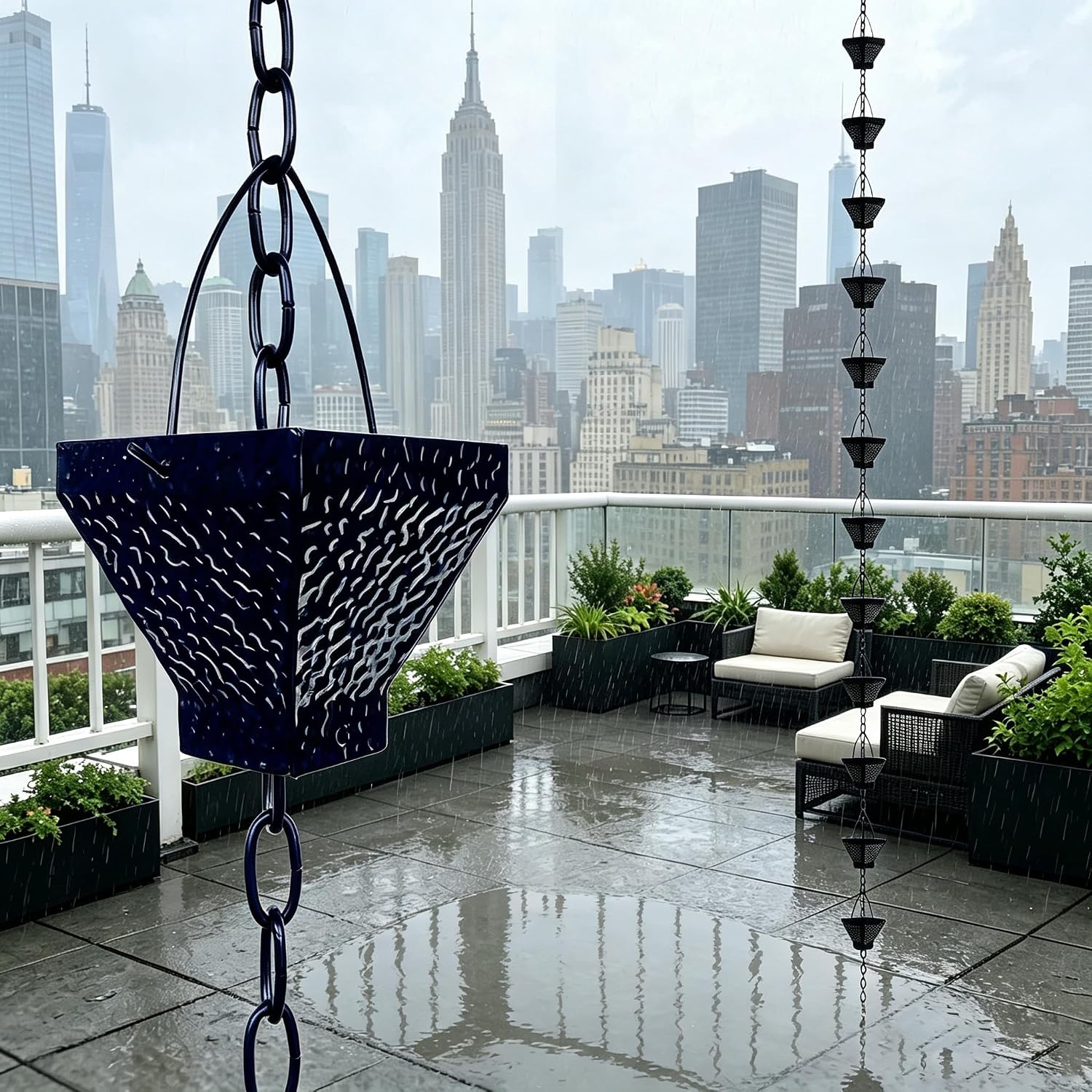 Rain Chains for Gutters, 8.5FT Gutter Chain Downspout with 12 Rain Bells, Outdoor Rain Catcher Chain for Gutter