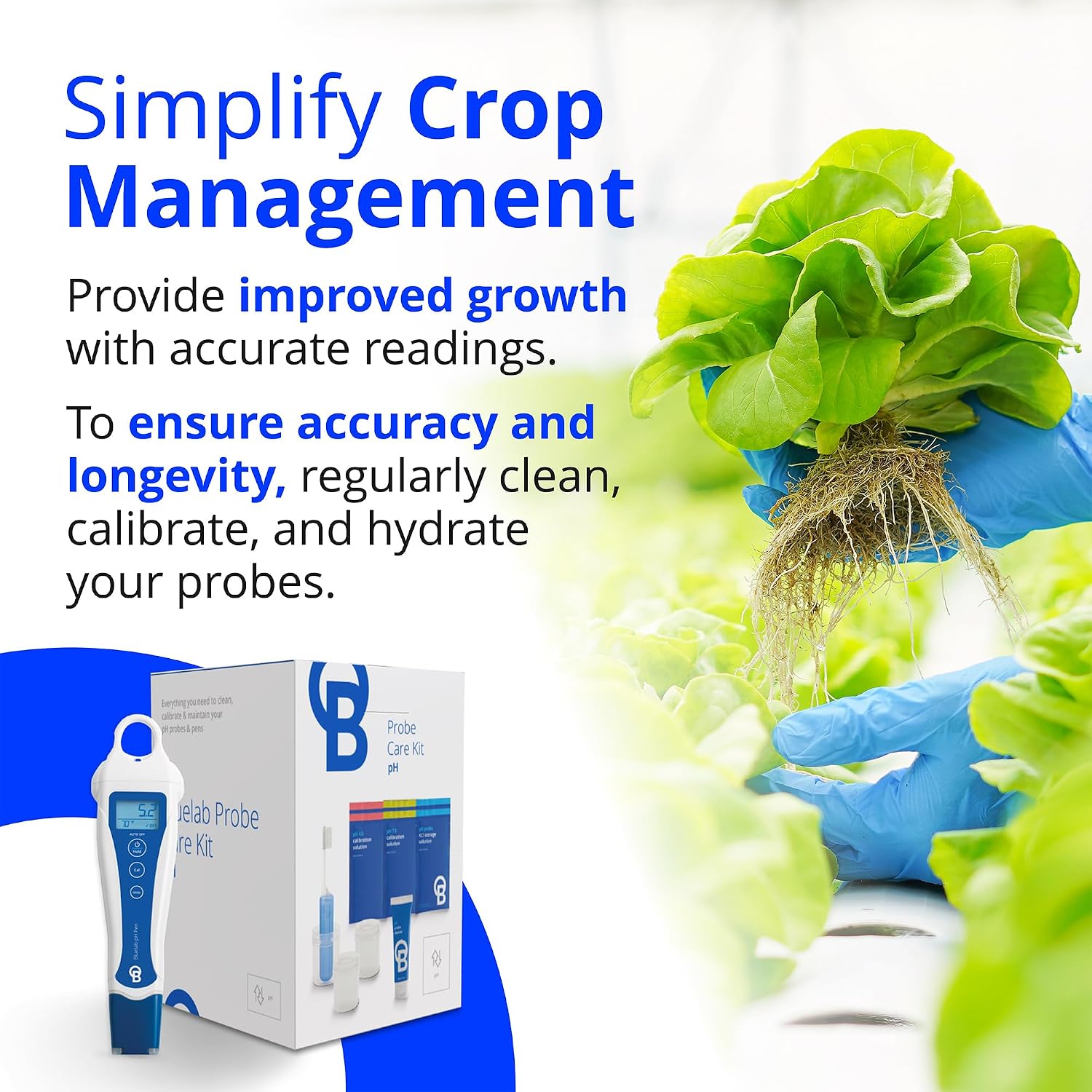 Bluelab pH Pen Meter and Probe Care Kit pH for Optimal Plant Health | With Calibration Supplies, Storage Solution and