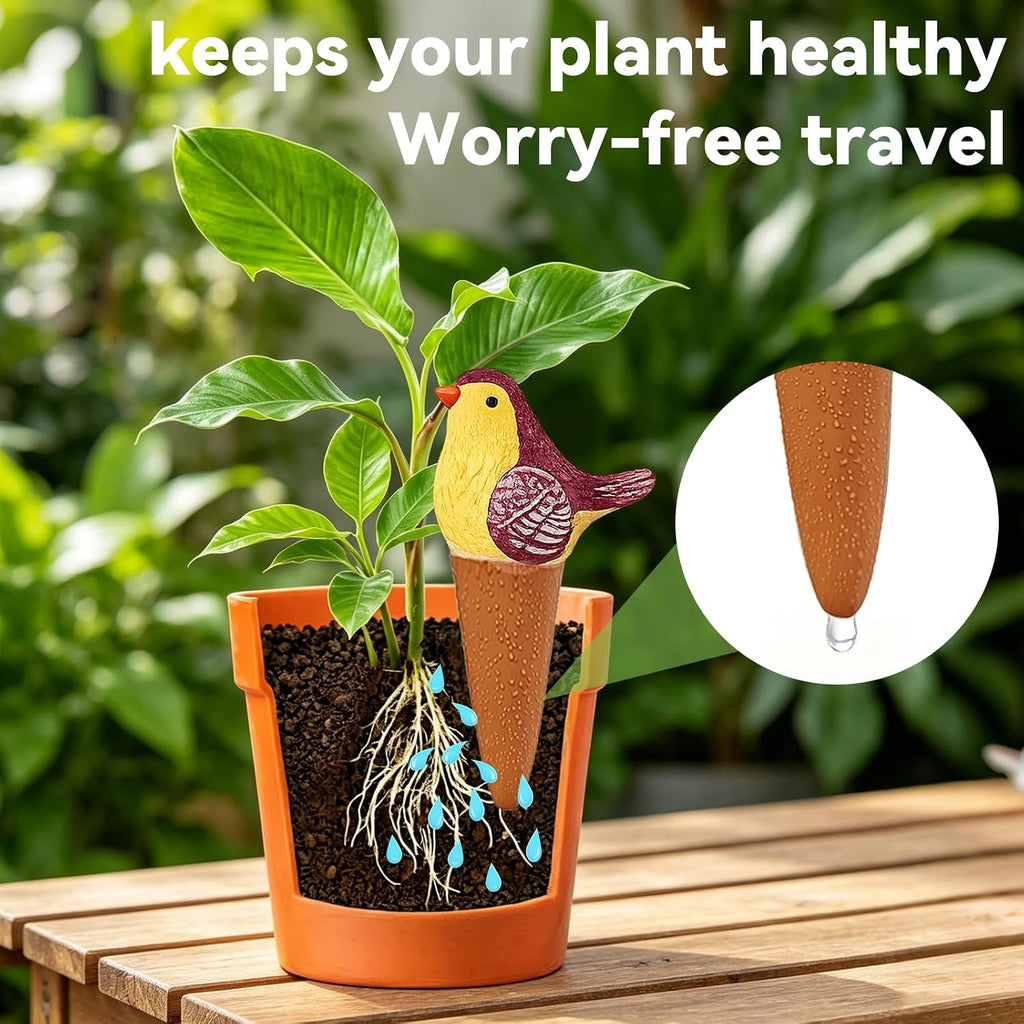 Yeswhat Self Watering Plant Spikes 4 Pack, Terracotta Automatic Plant Waterer for Indoor Outdoor Plants, Slow Release