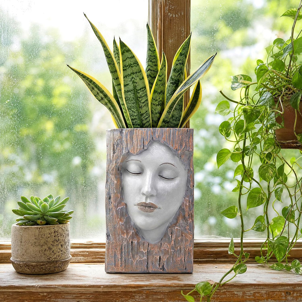 Abstract Face Planter Pot, Modern Head Flower Pot for Indoor Plants | Resin Decorative Planter for Succulents