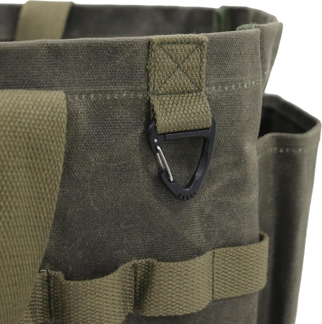 Portable Garden Camping Tool Storage Bag,Waxed Canvas Firewood Carrier Tote bag,Collapsible Sturdy Garden Basket Great