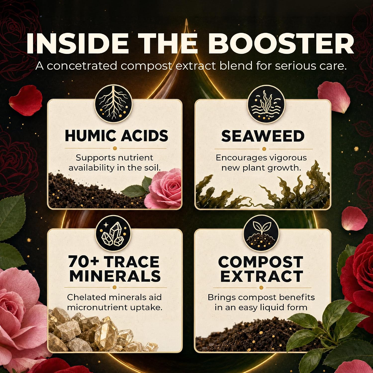Great Big Roses Fertilizer Booster for Rose & Flower Gardens, 32 Ounce | Organic; For Roses, Flowers, Hydrangeas &