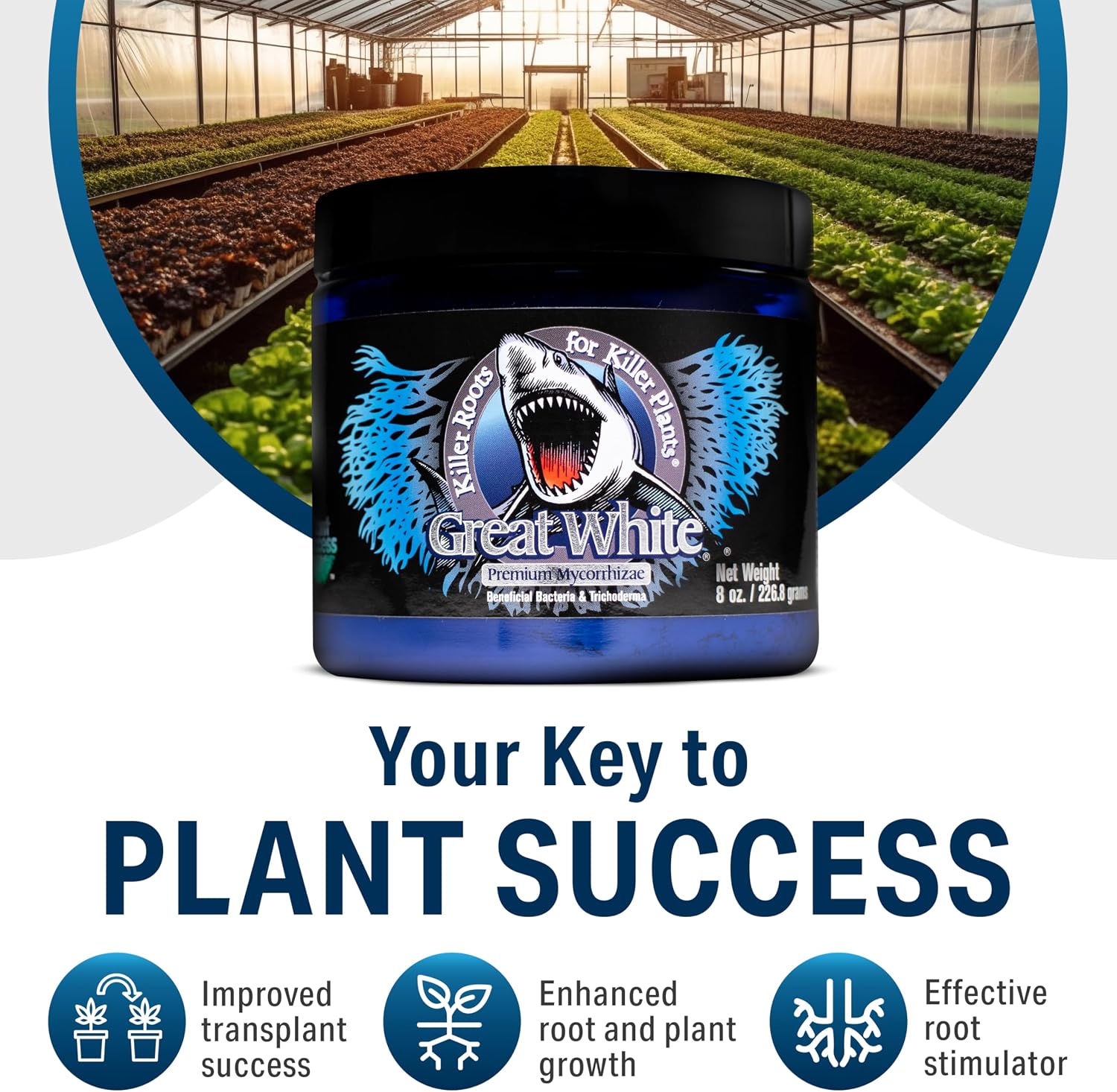 Great White Mycorrhizal Fungi 4 oz, Beneficial Bacteria for Plant Growth, Root Stimulator, Concentrated 3-in-1 Formula
