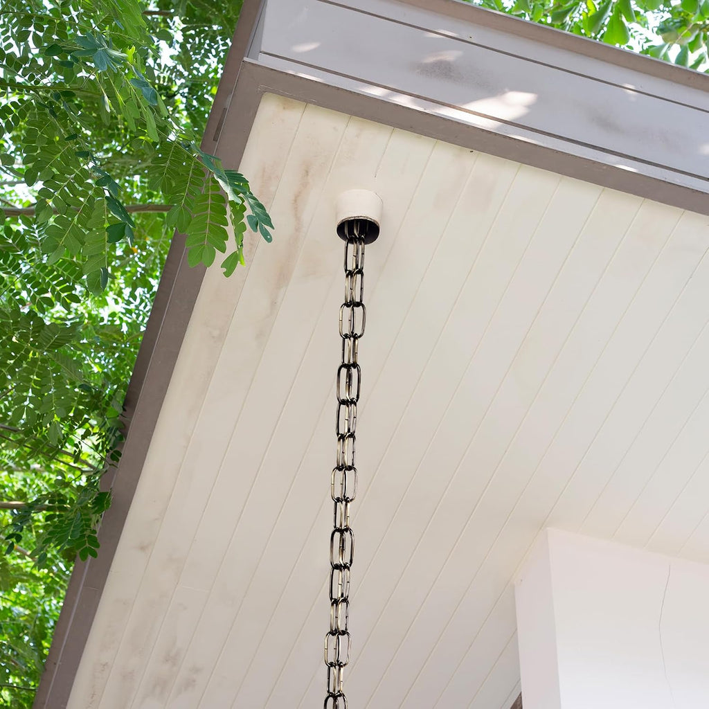 LOFIR 16.5FT Matte Bronze Iron Rain Chain 4mm | 16.5ft bronze rain chain with hooks bells, 4mm iron tube for roof eaves