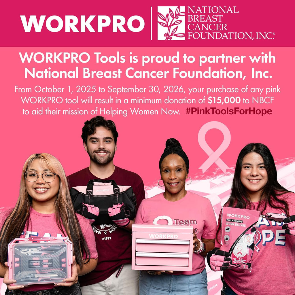 WORKPRO 8-Piece Pink Garden Tool Set - Pink | Stainless Steel, Wood Handle, Including Garden Tote, Gloves, Trowel, Hand