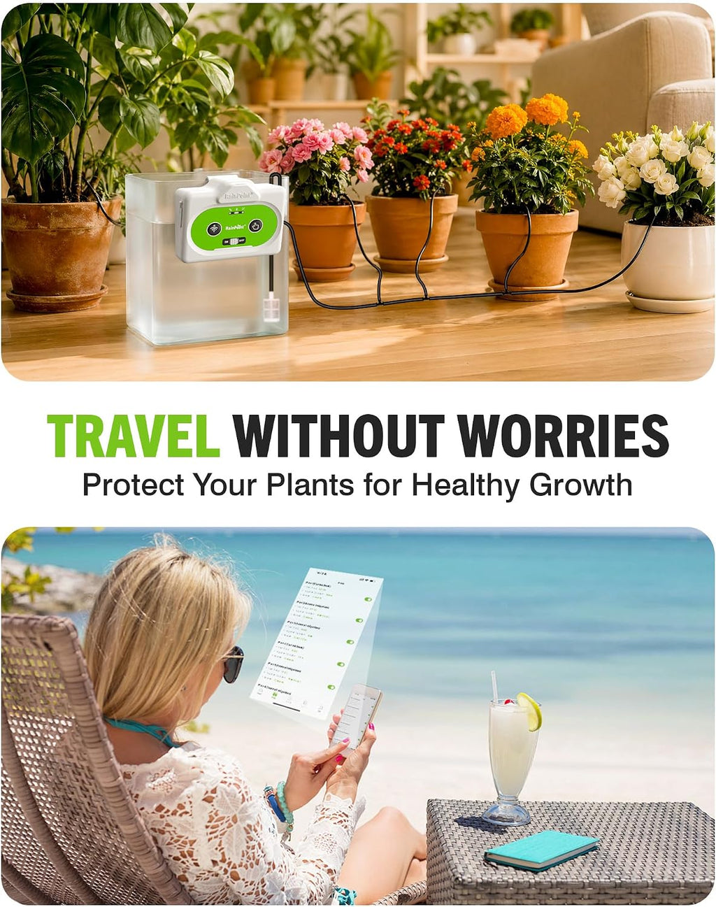 RAINPOINT WiFi Automatic Plant Waterer Indoor, Smart APP Control Drip Irrigation System for Houseplants, Anti-Siphon