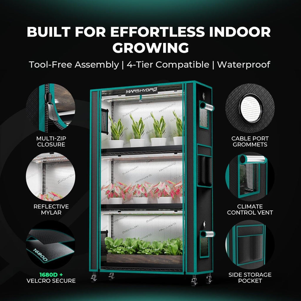 MARS HYDRO 6 Tier Indoor Garden System with 225W Full Spectrum LED Lights | 2026 Indoor Grow Tent for Seedlings, Herbs