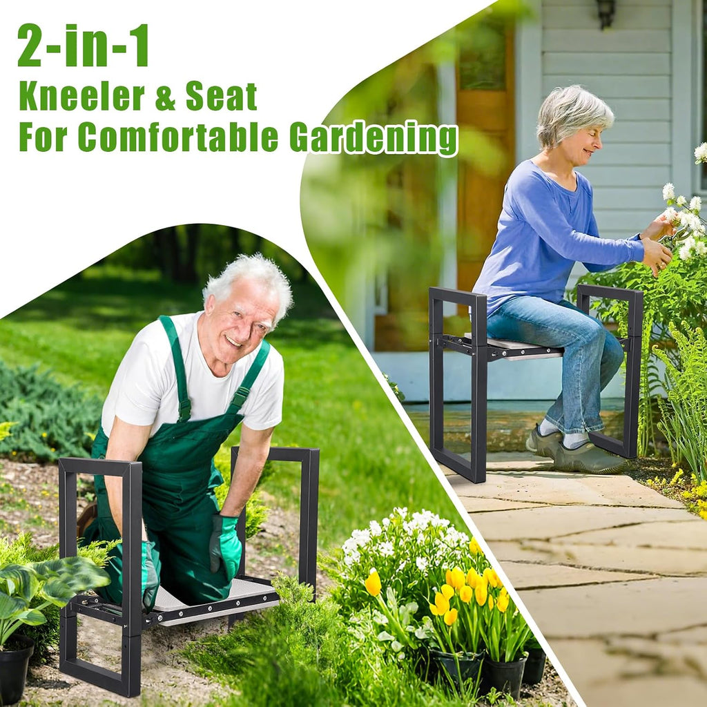 Garden Kneeler and Seat, 12.7" Wide Folding Heavy Duty Gardening Bench with Handles for Kneeling and Seat