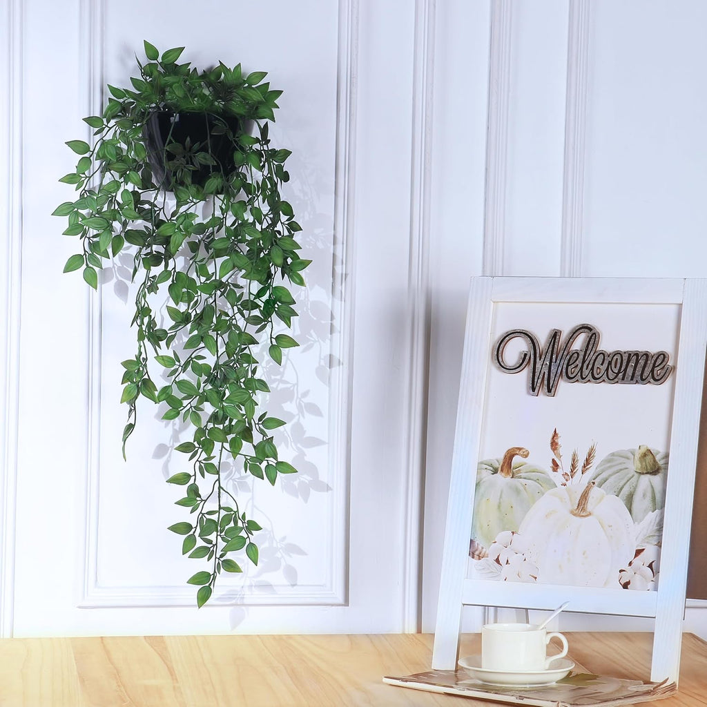 Artificial Hanging Plants,2 Pack Fake Wall Plants,Faux Mandala Vines Potted Plant,Plastic Greenery with Wall Planter