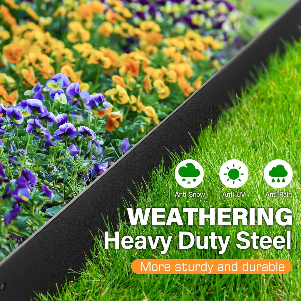 LAVEVE Galvanized Steel Landscape Edging 6-Pack, 40" L x 5" H (20Ft Total) | Hammer-in Metal Garden Edging Border with