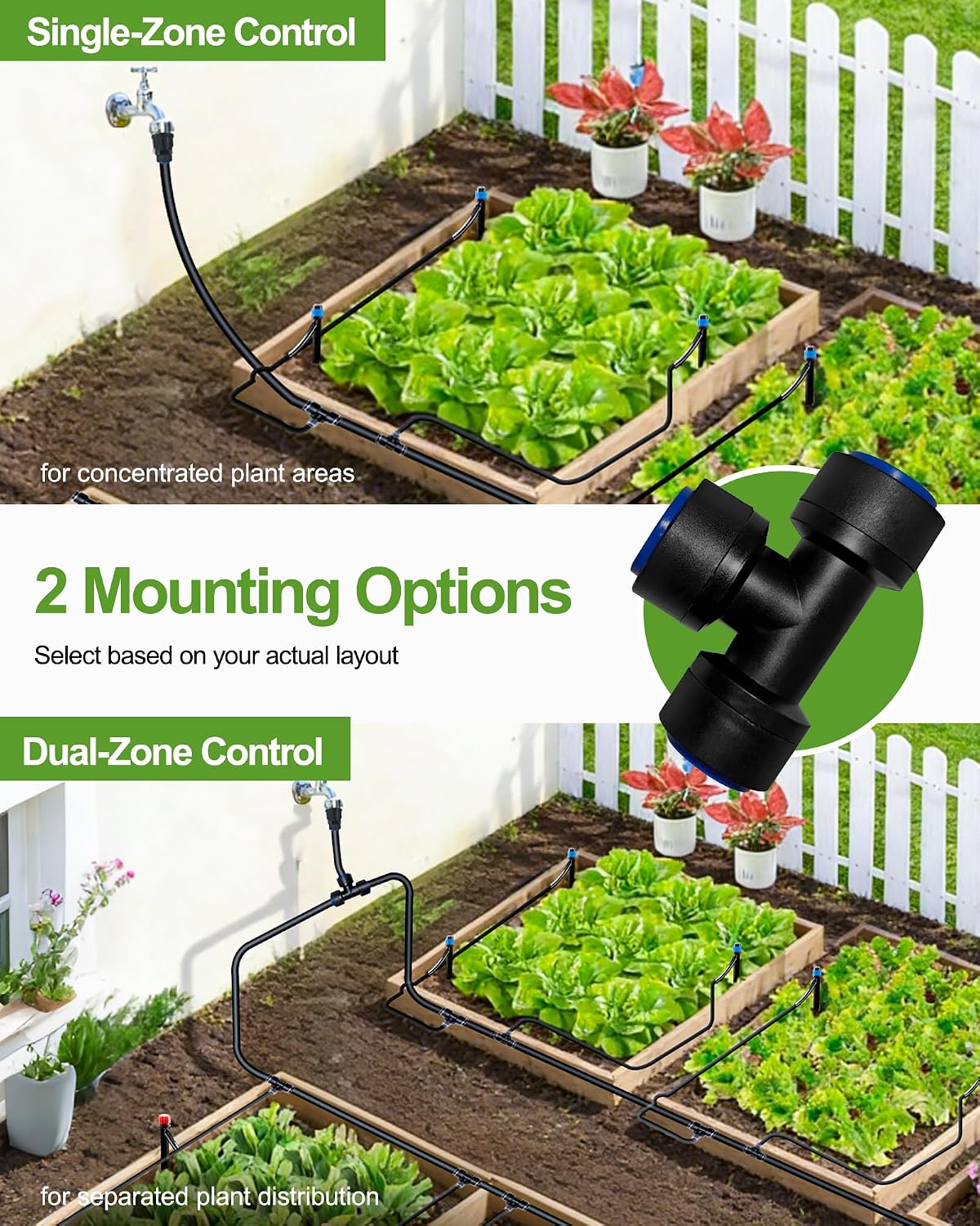 240FT Drip Irrigation System Kit, Quick-Connect Garden Watering System | 20FT 1/2" main, 200FT 1/4" drip line