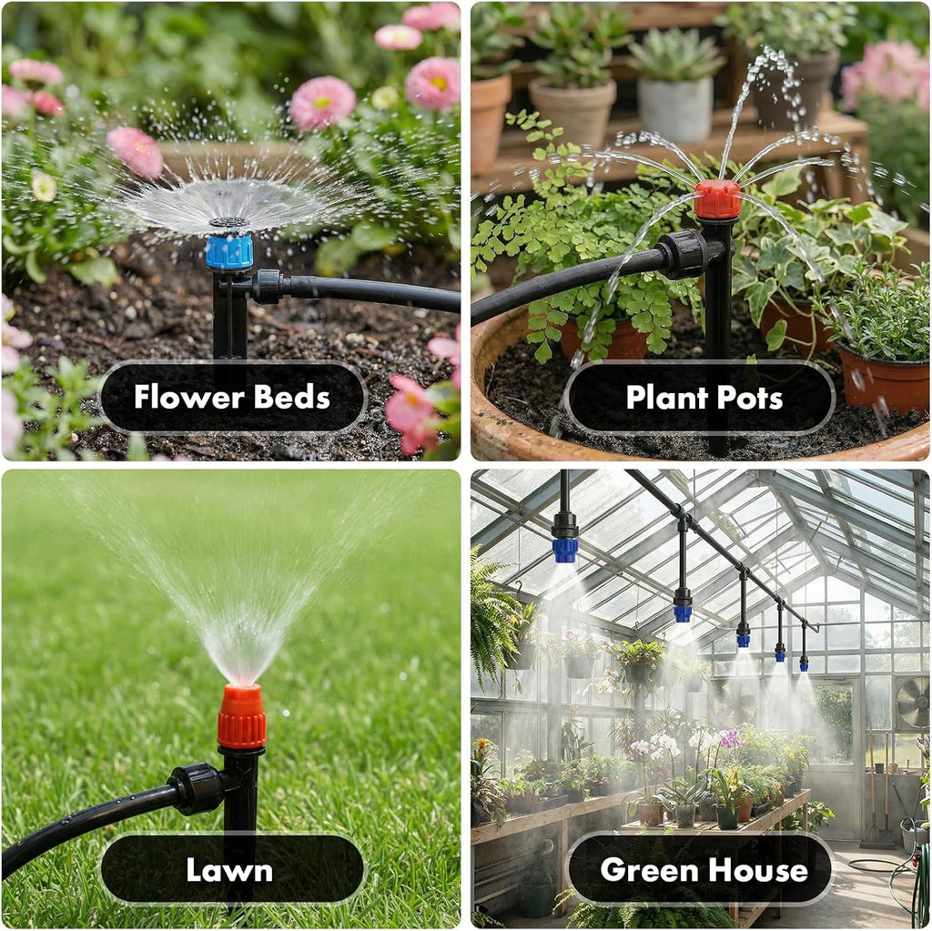Drip Irrigation System 230FT Quick-Connect Drip Irrigation Kit with 1/4 inch 1/2 inch Irrigation Tubing Hose and