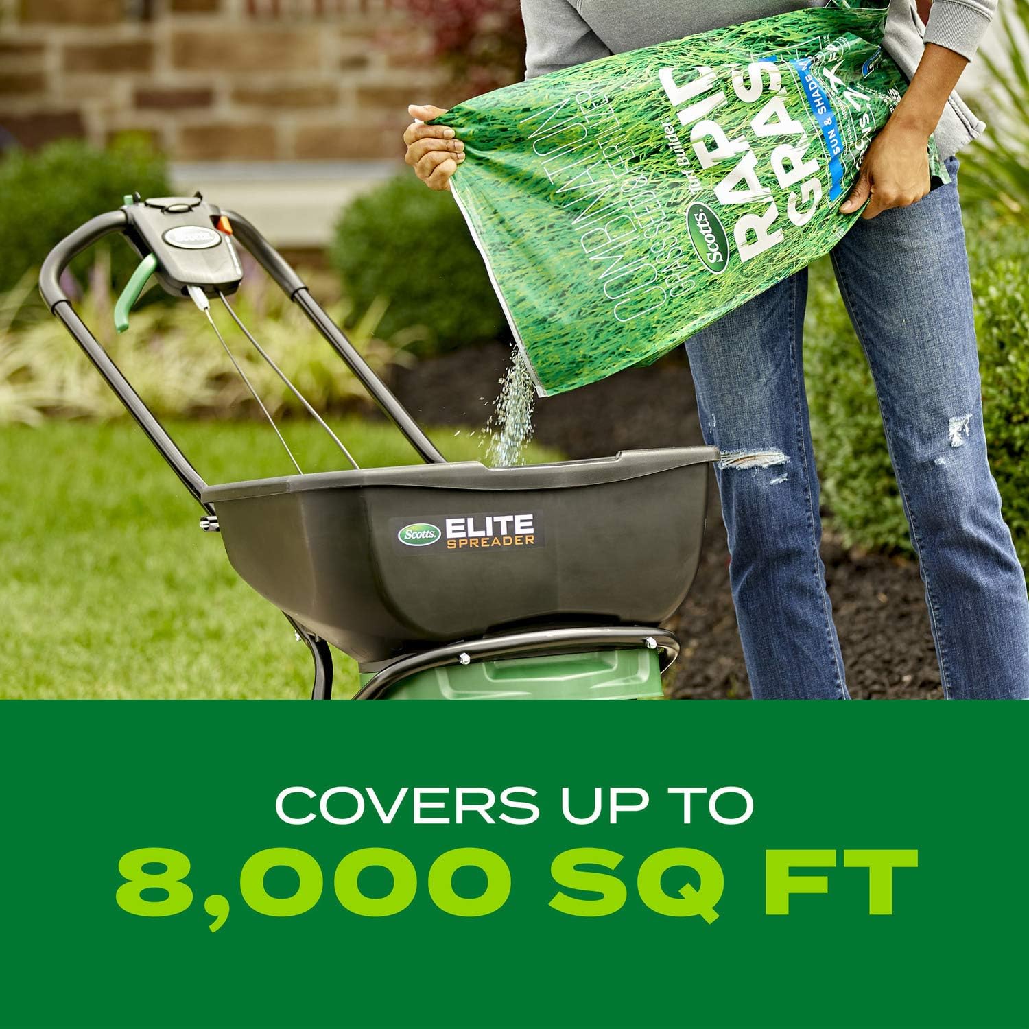 Scotts Turf Builder Rapid Grass Sun & Shade Mix, 16 lbs. | Combination Grass Seed and Fertilizer, Grows Green Grass in