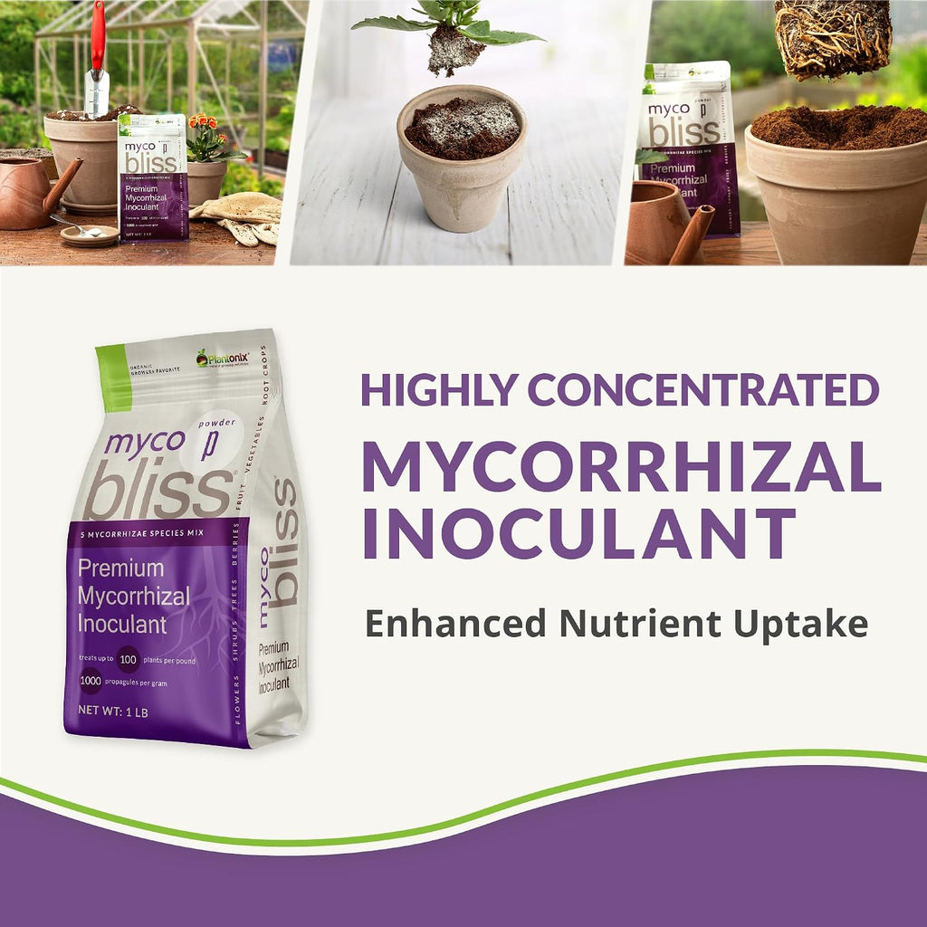 Myco Bliss Powder (2lbs) - Mycorrhizal Fungi for Soil - 5 Strain Mycorrhizal Inoculant with 1000 Propagules Per Gram