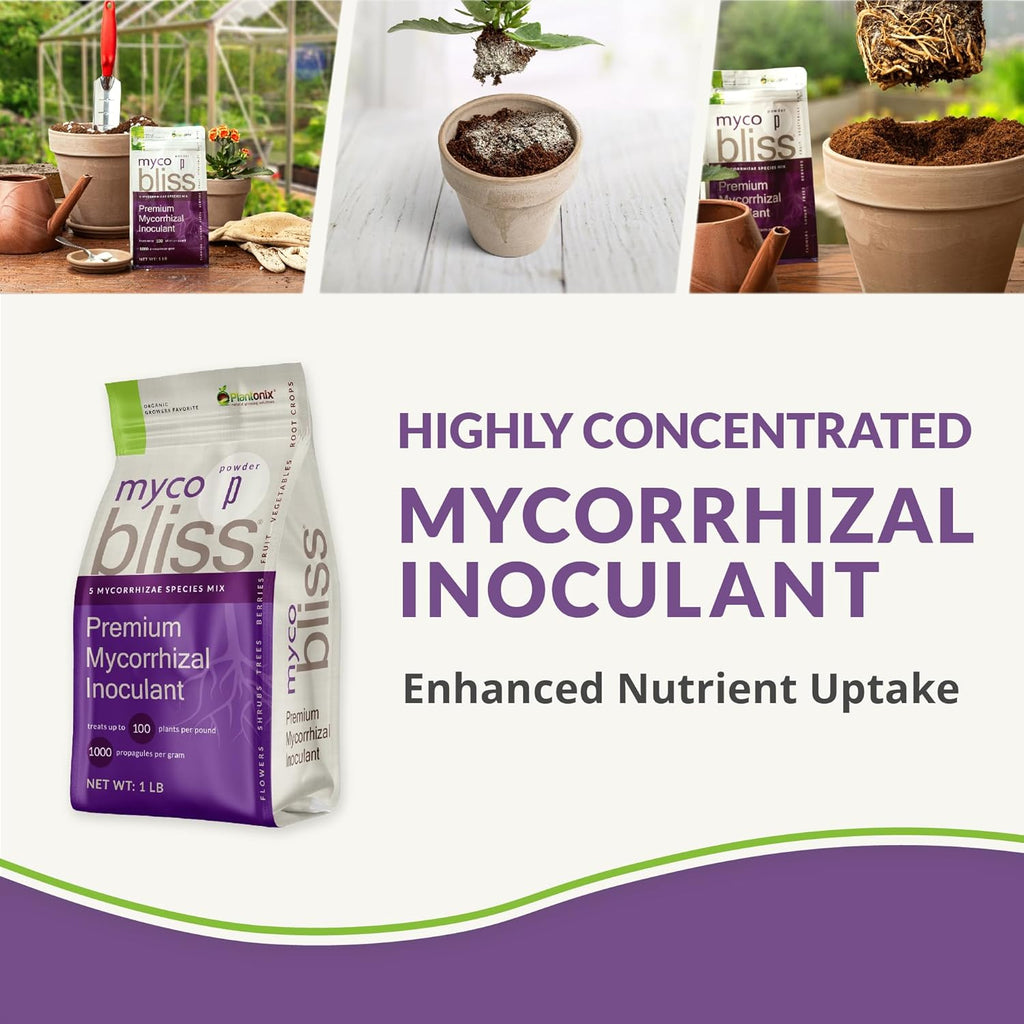 Myco Bliss Powder (1lb) - Mycorrhizal Fungi for Soil - 5 Strain Mycorrhizal Inoculant with 1000 Propagules Per Gram