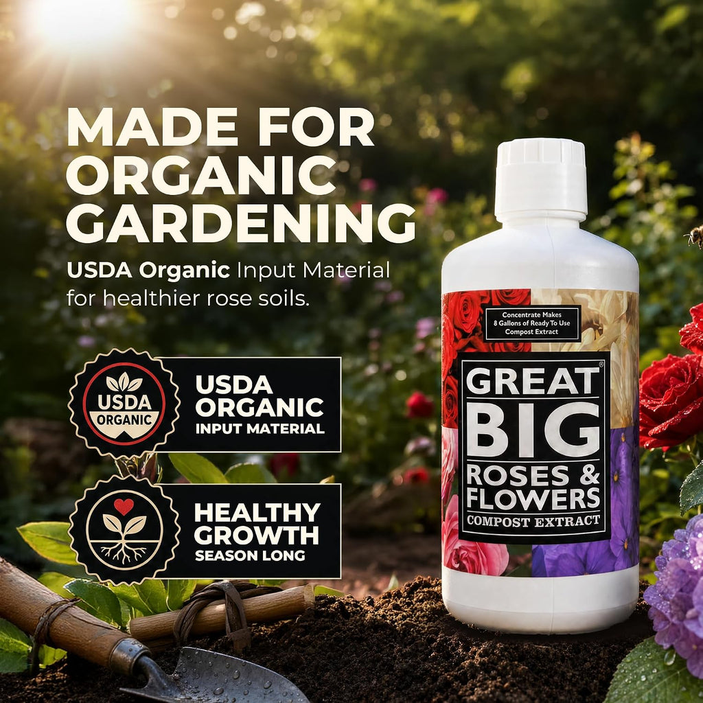 Great Big Roses Fertilizer Booster for Rose & Flower Gardens, 32 Ounce | Organic; For Roses, Flowers, Hydrangeas &