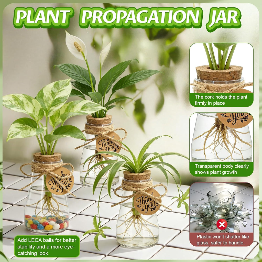 30PCS Plant Propagation Stations 3.35'' Plastic Propagation Jars Clear Vase | Clear Hydroponic Small Vase with Cork