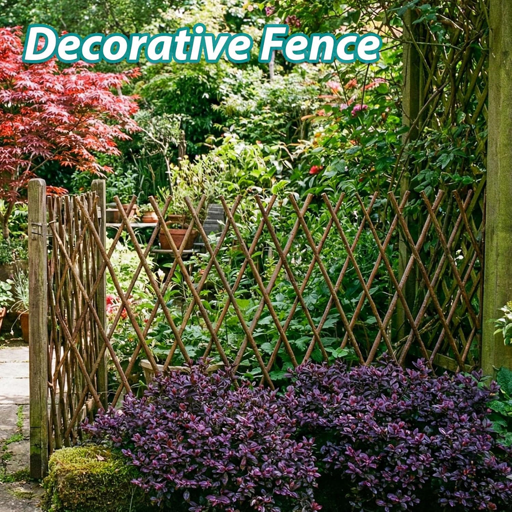 Natural Willow Lattice 2 Pack, Willow Expandable Fence 36x98 Inch, Reusable Lattices Trellis for Climbing Plants
