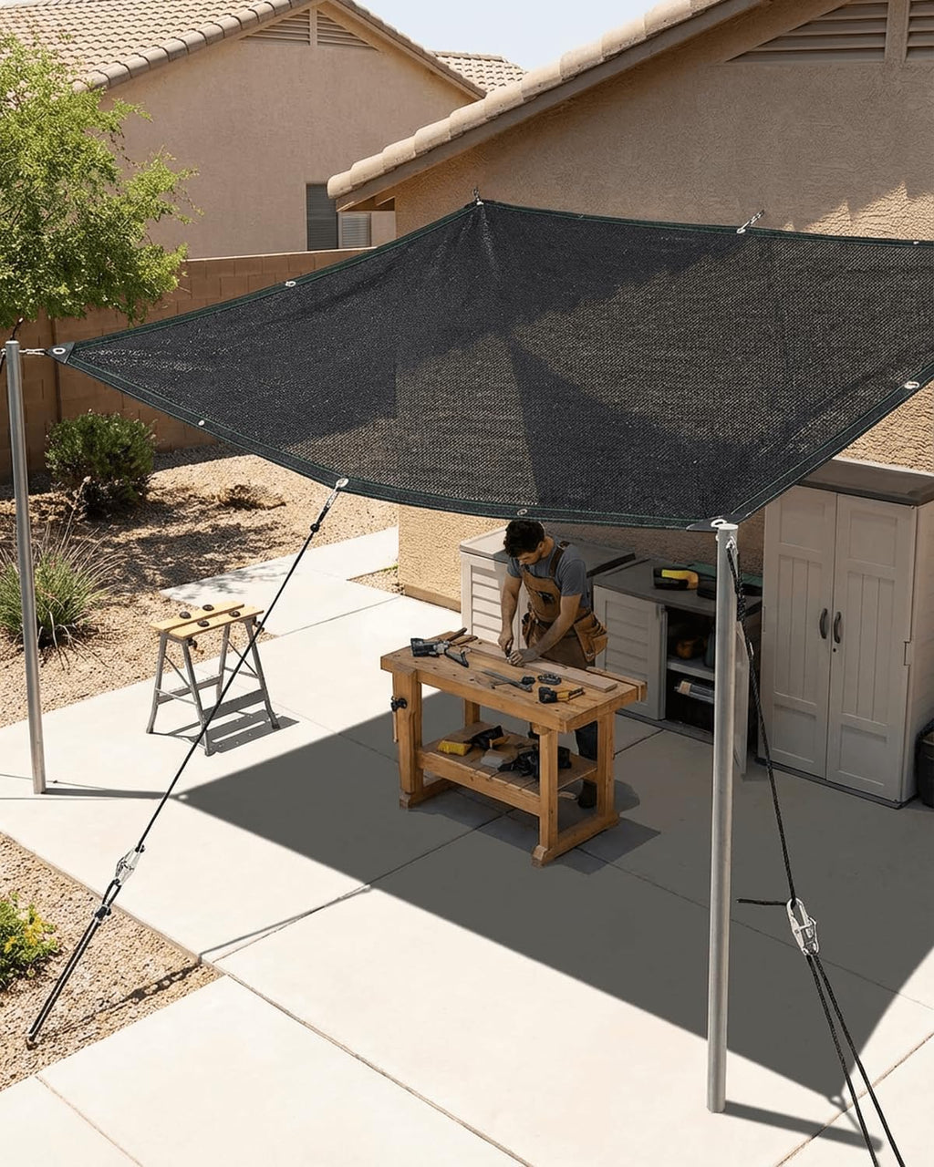 50% Black Shade Cloth, 12 x 20 ft HDPE Sunblock Mesh | Medium shade for plants, patios and greenhouses, helping reduce