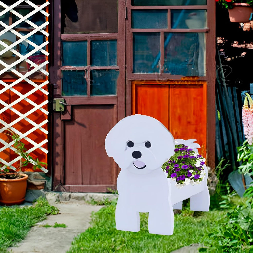 Bichon Frise Dog Planter Pots, Animal Shaped Flower Pot | Large Cute Plant Gift for Women and Pet Lovers, Indoor