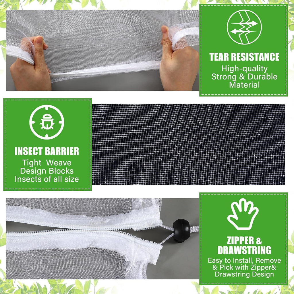 1 Pcs Large Fruit Tree Netting 12 X 12 Ft with Zipper Drawstring | Protect Fruit from Squirrels Birds Bug Deer & Rat