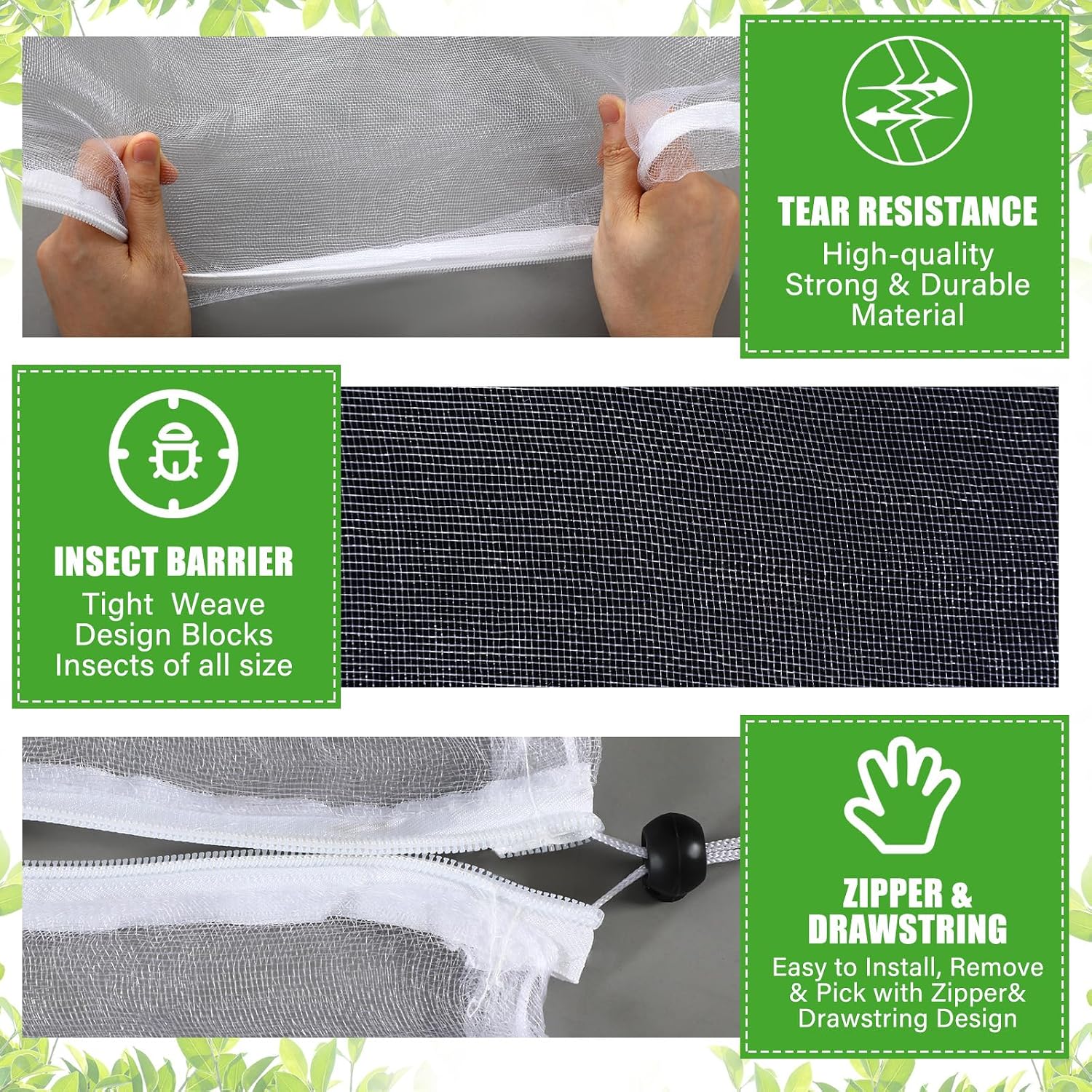 1 Pcs Large Fruit Tree Netting 12 X 12 Ft with Zipper Drawstring | Protect Fruit from Squirrels Birds Bug Deer & Rat