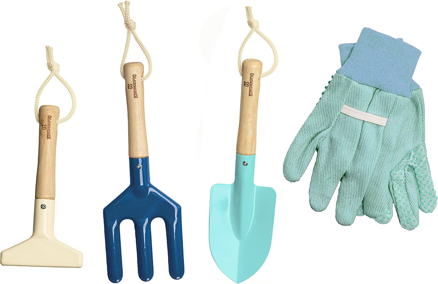 Gardening Set, Tool Kit, for Kids, STEM, Includes Tote Bag, Spade, Watering Can, Rake, Fork, Trowel and Gloves (Ocean