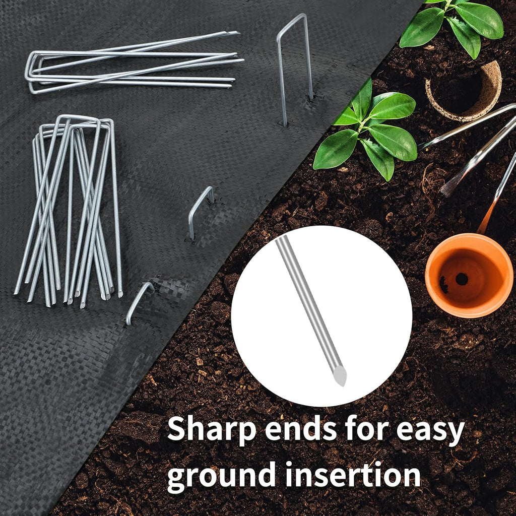 Whonline 400 Pack Landscape Staples 6 Inch, Galvanized Garden Stakes | U-shaped Ground Staples for Landscape Fabric